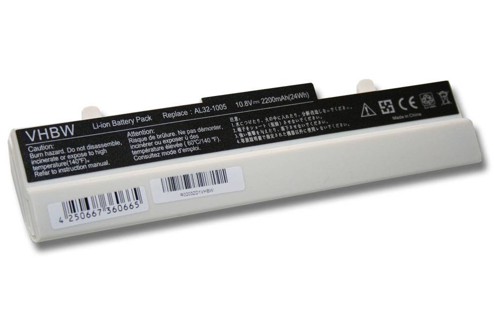 vhbw Akku kompatibel mit Asus Eee PC 1005PE, R101, 1005PX, R101PX, R101D, R105, R101X, 1101HA Notebook (2200 mAh, 11,1 V, Li-Ion)