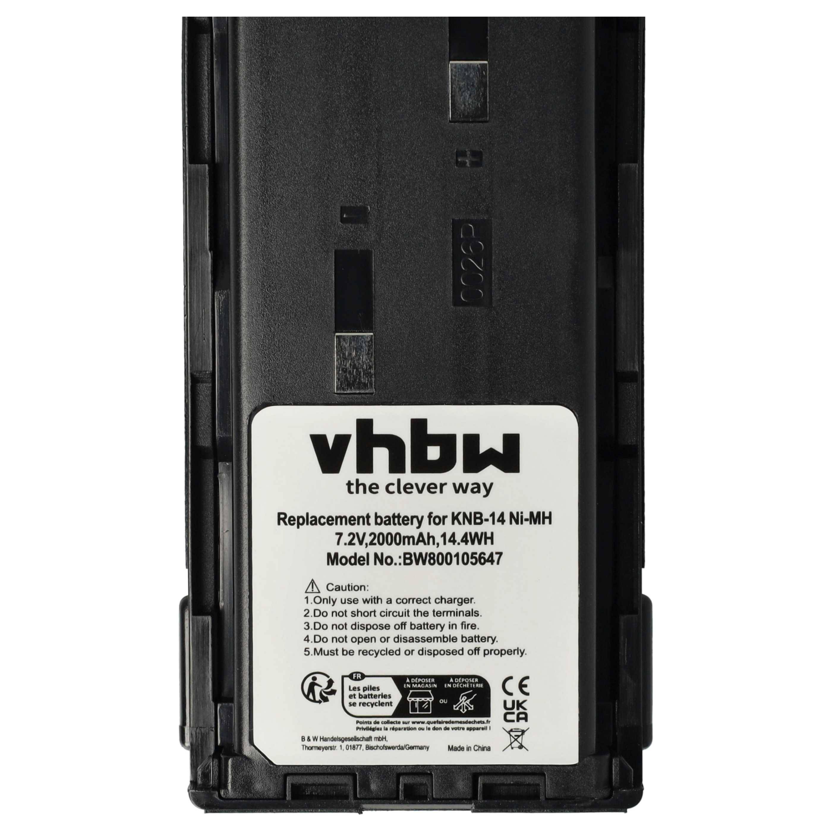 vhbw 2x Akku Ersatz für Kenwood KNB-20N, KNB-21 für Funkgerät, Walkie Talkie (2000 mAh, 7,2 V, NiMH)