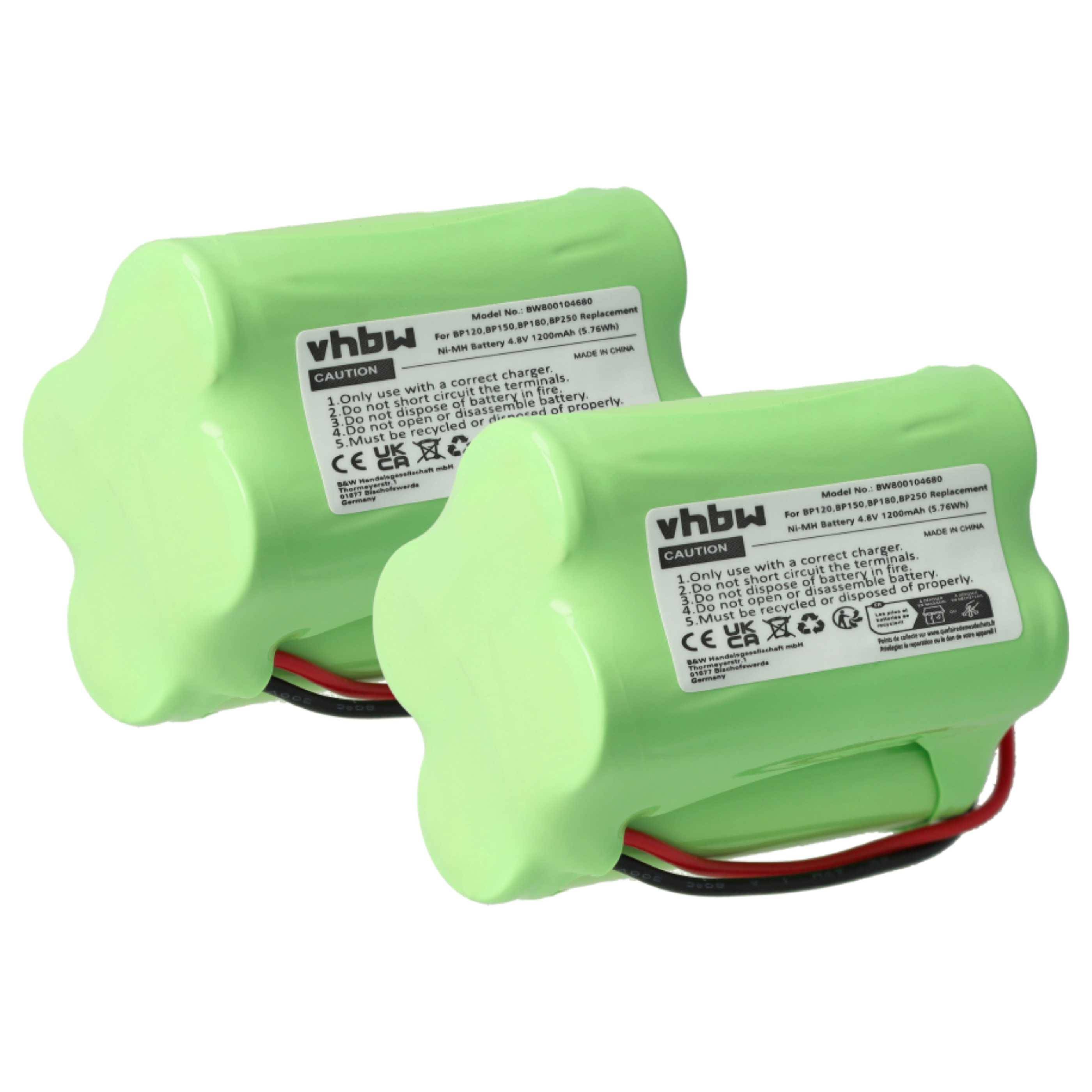 vhbw 2x Akku kompatibel mit Radio Shack Pro-90, 20-520 Funkgerät, Walkie Talkie (1200 mAh, 4,8 V, NiMH)
