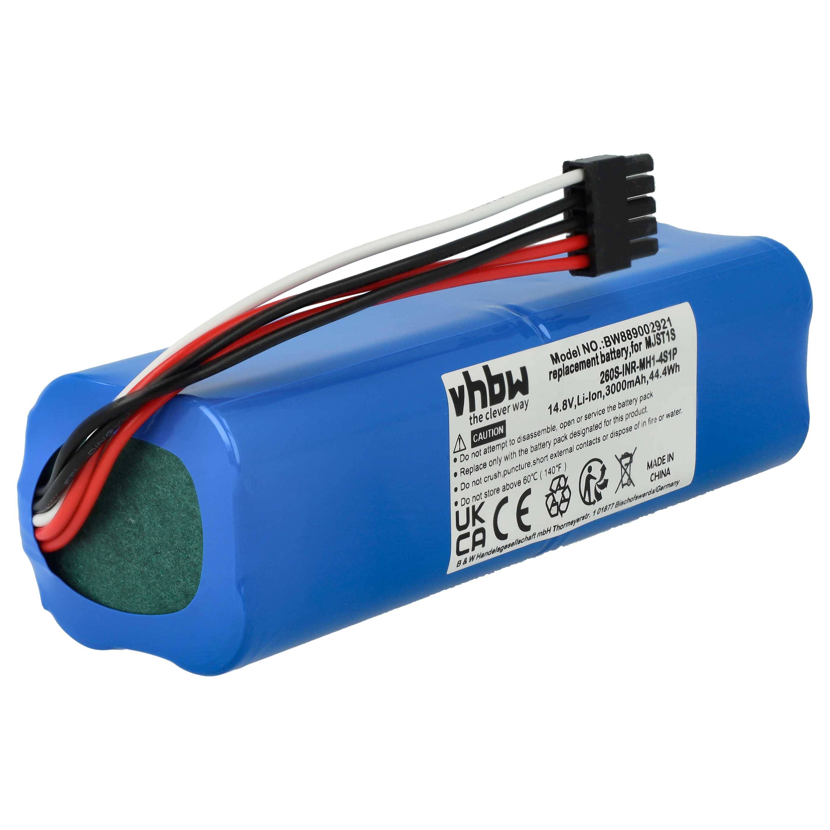 vhbw Akku kompatibel mit Xiaomi MJST1SHW, MJST1S 2 PRO, MJST1S, MJSTS, MJSTS1, MOP 2 Saugroboter (3000 mAh, 14,8 V, Li-Ion, ohne Gehäuse)