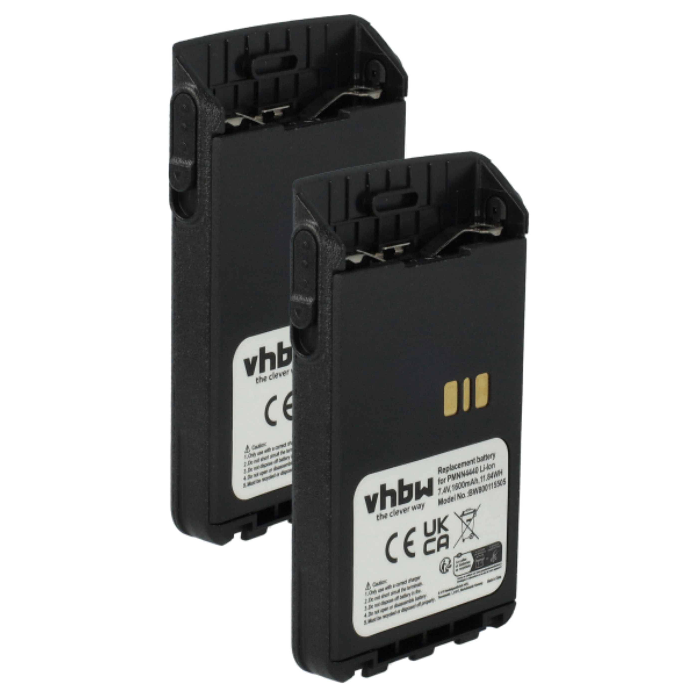 vhbw 2x Akku kompatibel mit Motorola XiR DP3661, DP3000e, E8628i, E8608i, E8668, E8608, E8600 Funkgerät, Walkie Talkie (1600 mAh, 7,4 V, Li-Ion)