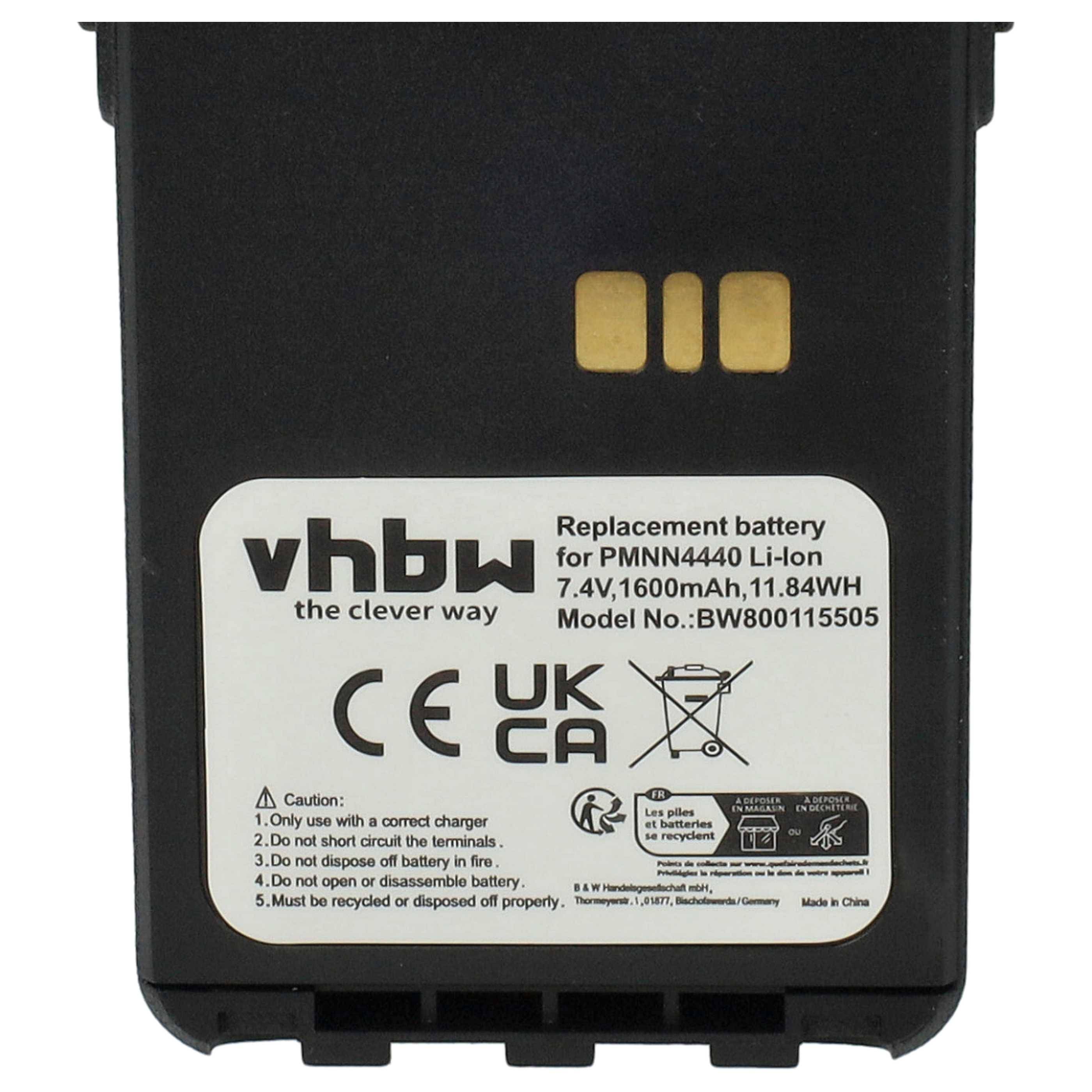 vhbw 2x Akku kompatibel mit Motorola DP3661E, DP3441e Funkgerät, Walkie Talkie (1600 mAh, 7,4 V, Li-Ion)