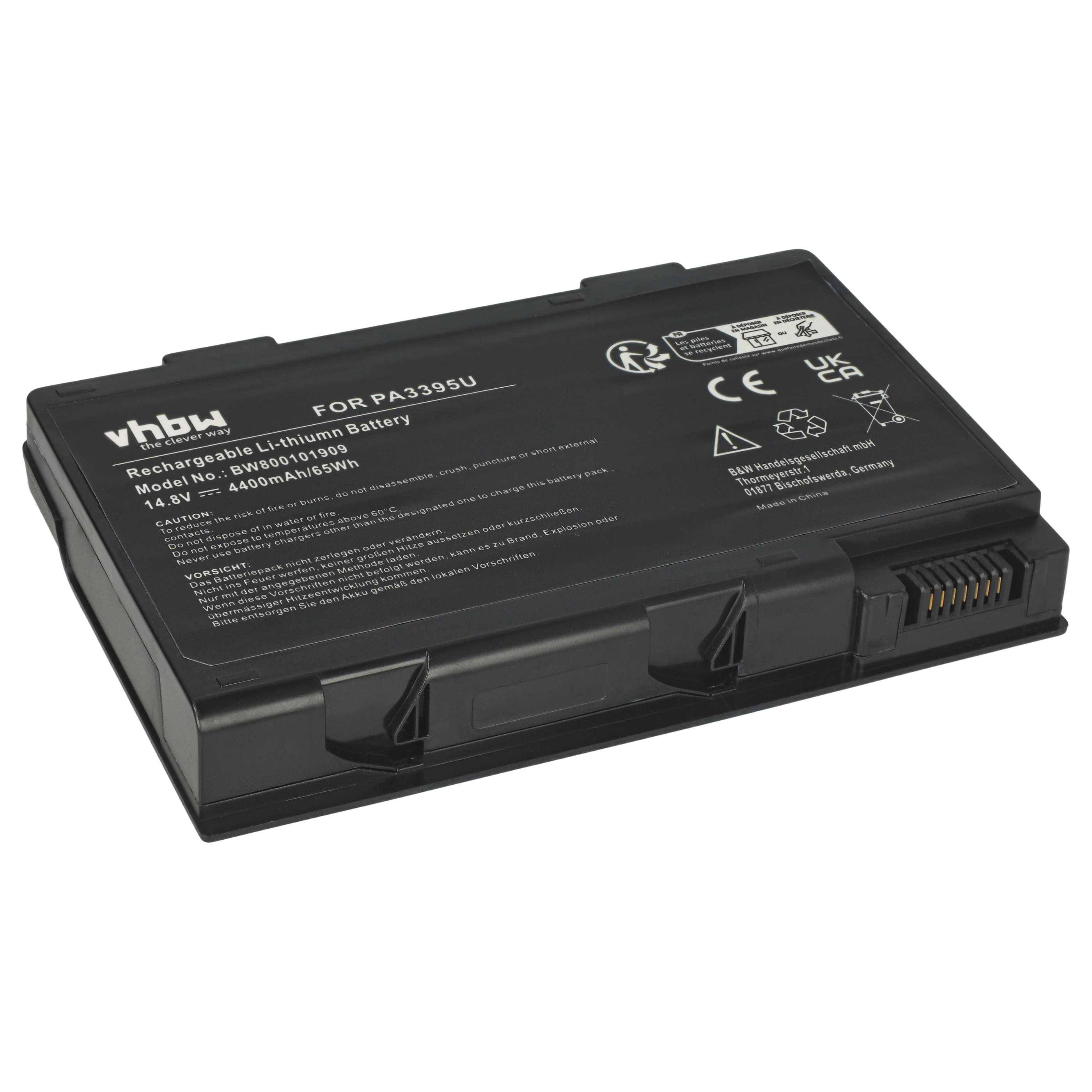 vhbw Akku Ersatz für Toshiba PA3395U-1BRS, PA3421U-1BRS für Notebook (4400 mAh, 14,8 V, Li-Ion)