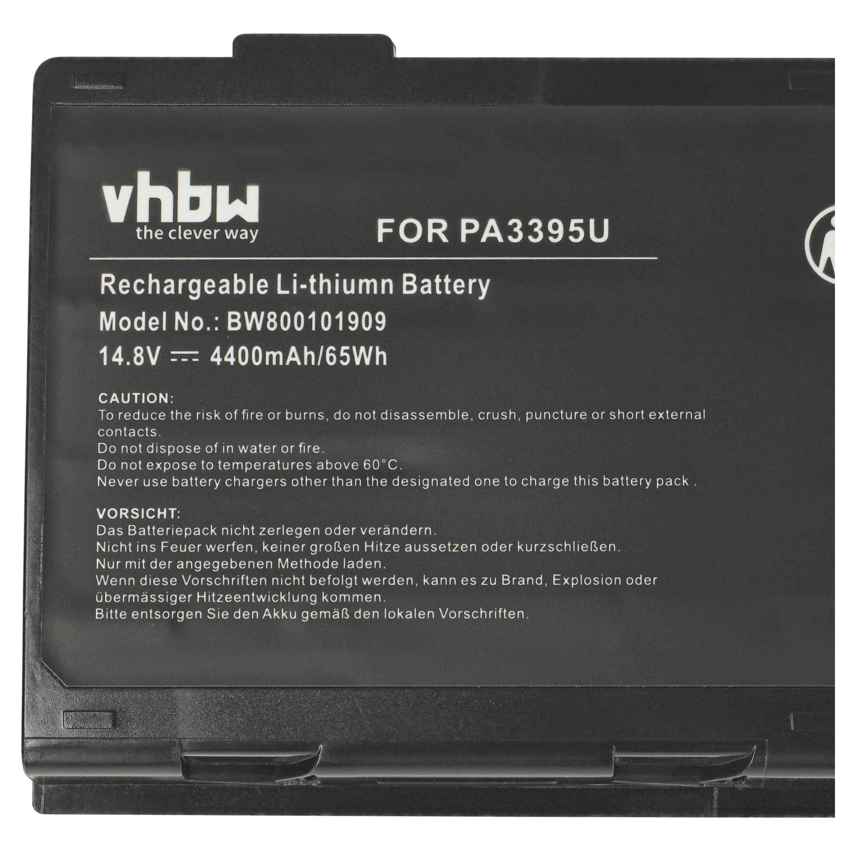 vhbw Akku kompatibel mit Toshiba Satellite M30X-165, M30X-168, M30X-163, M30X-S1592ST Notebook (4400 mAh, 14,8 V, Li-Ion)