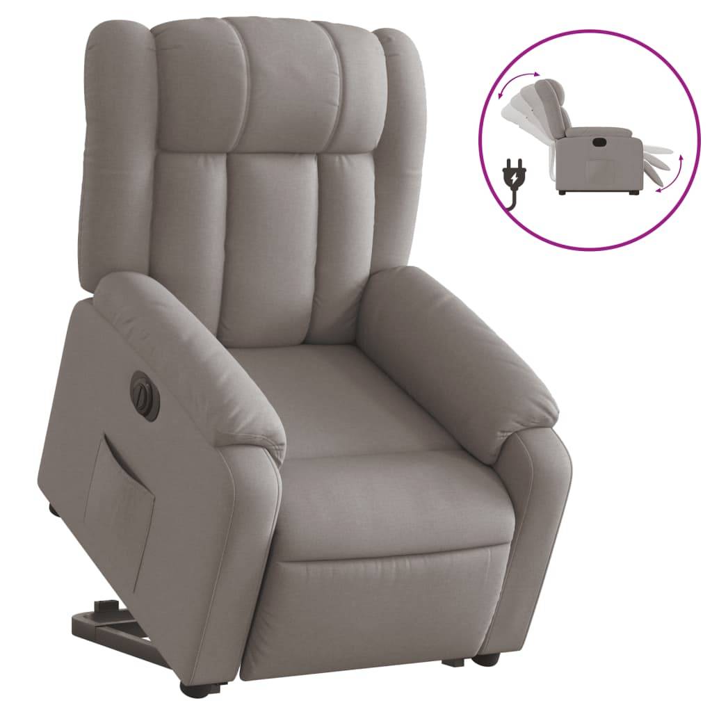 vidaXL Relaxsessel mit Aufstehhilfe Elektrisch Taupe Stoff