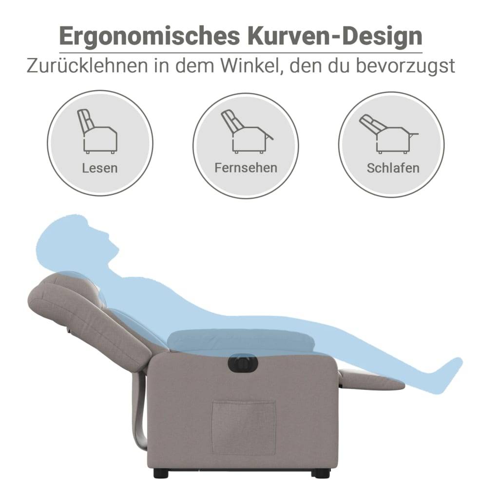 vidaXL Relaxsessel mit Aufstehhilfe Elektrisch Taupe Stoff