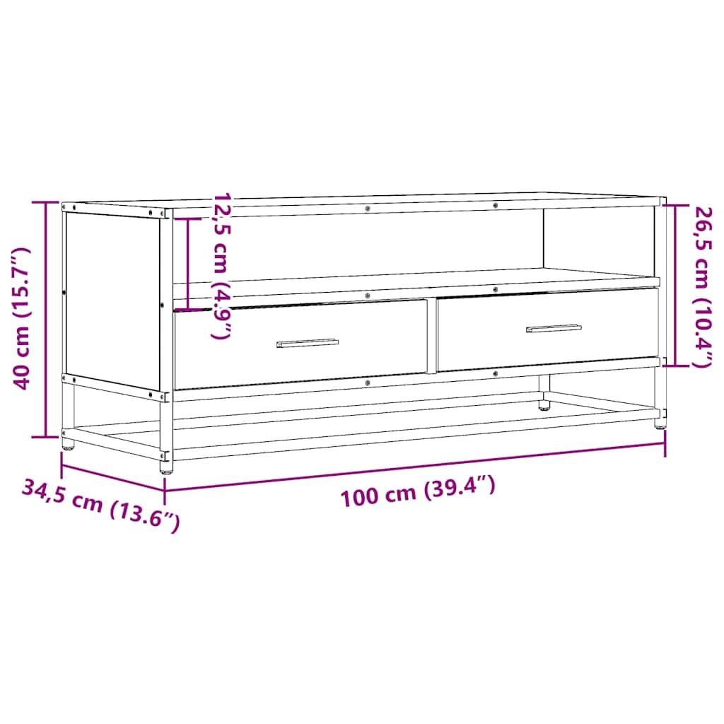 vidaXL TV-Schrank Räuchereiche 100x34,5x40 cm Holzwerkstoff und Metall