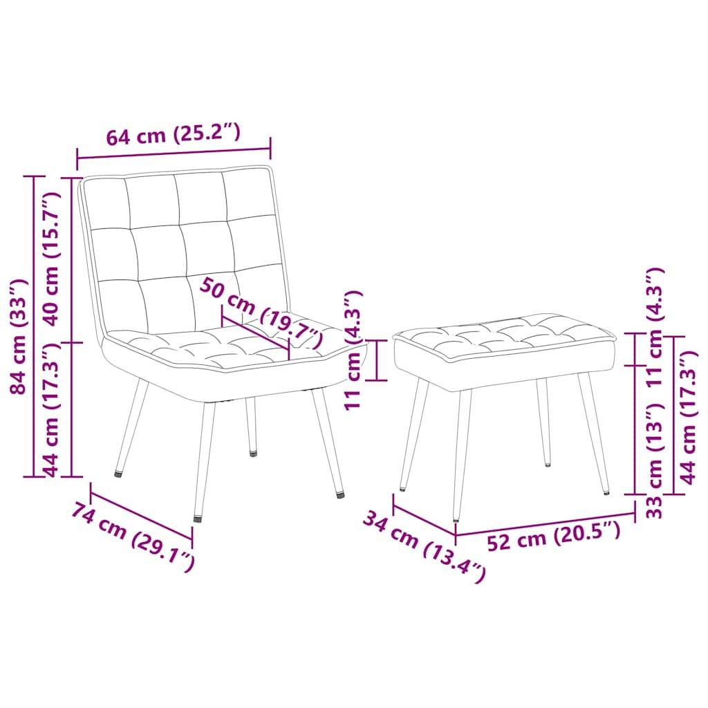 vidaXL Relaxsessel mit Hocker Rosa Samt
