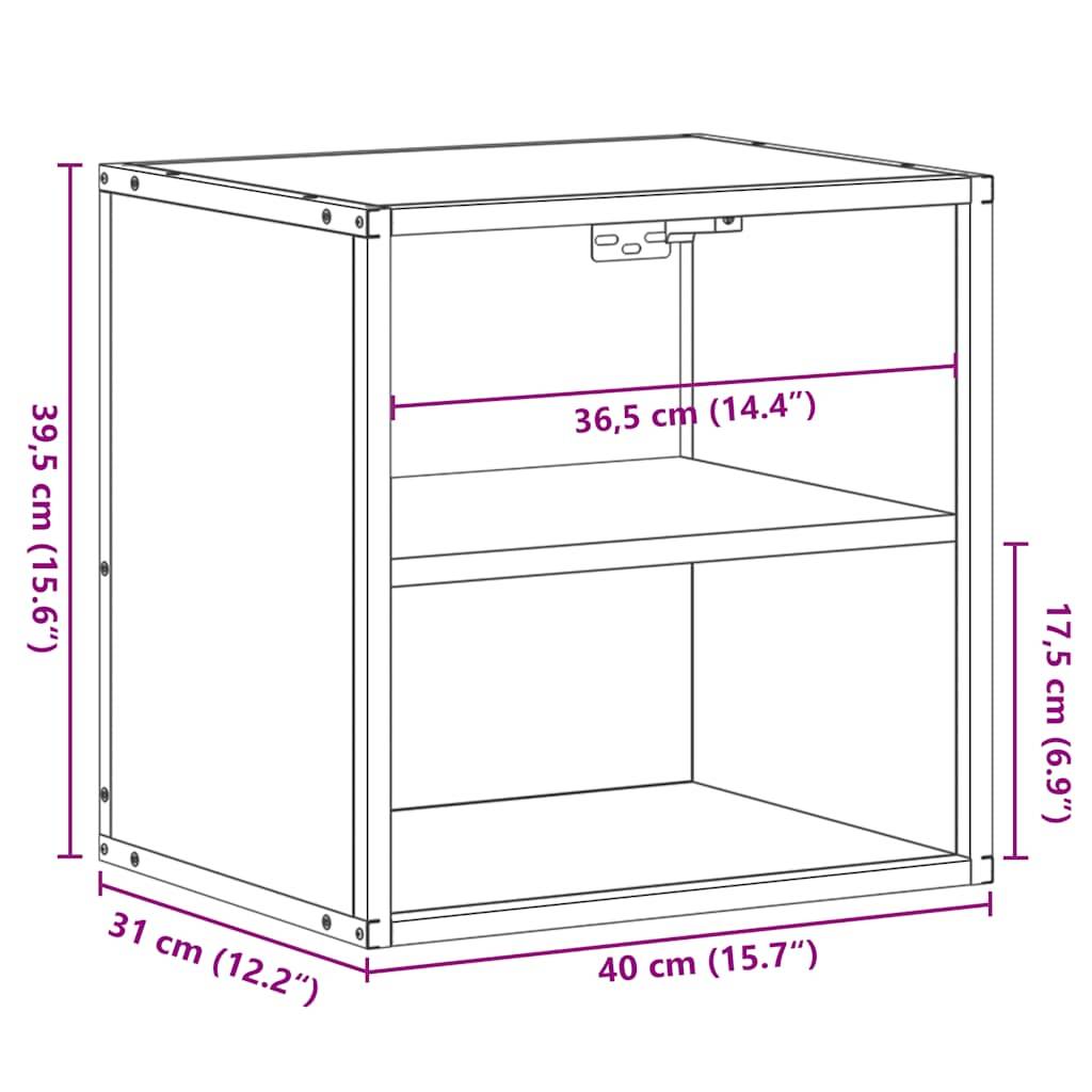 vidaXL Wand-Nachttische 2 Stk. Braun Eichen-Optik 40x31x39,5 cm