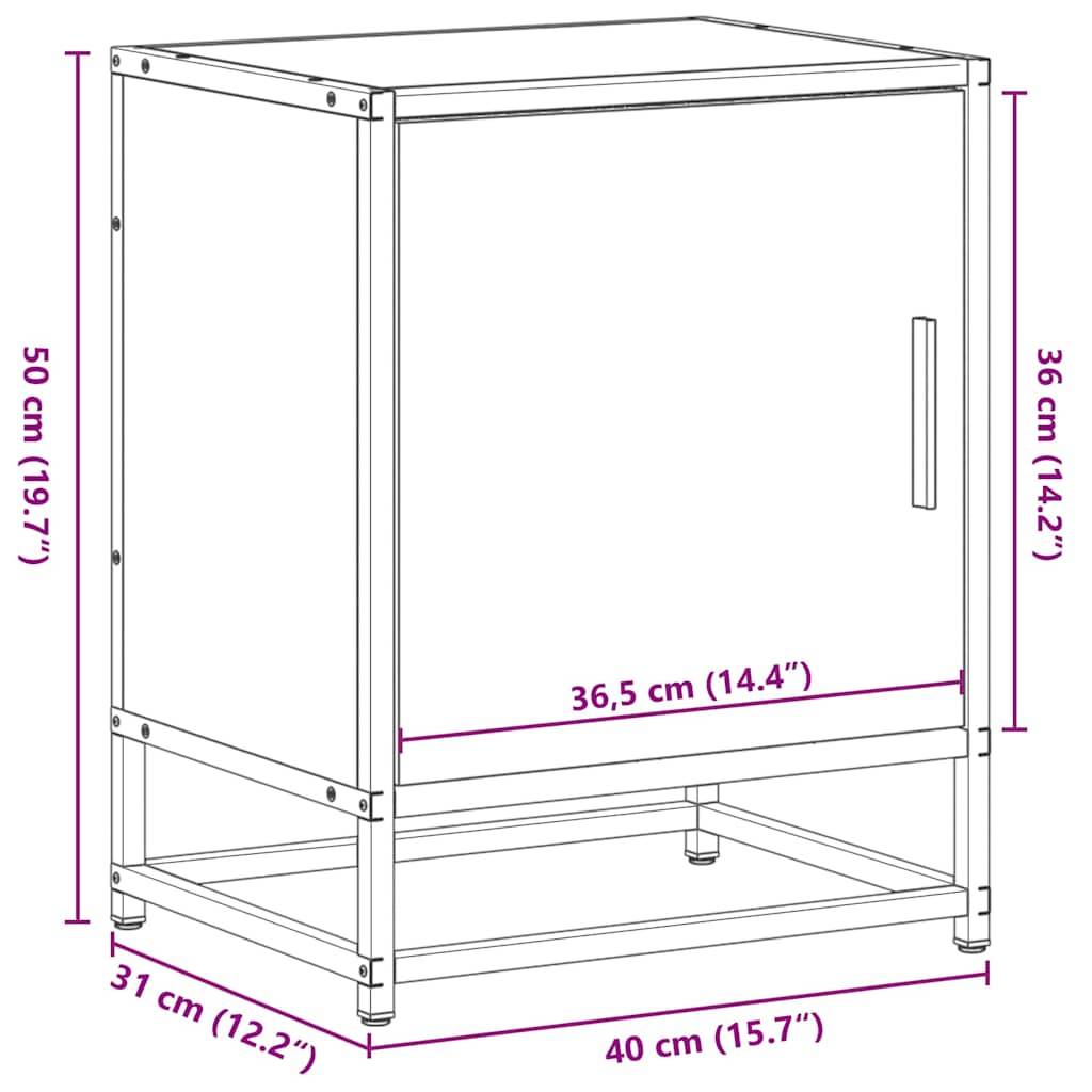 vidaXL Nachttisch Grau Sonoma 40x31x50 cm Holzwerkstoff und Metall