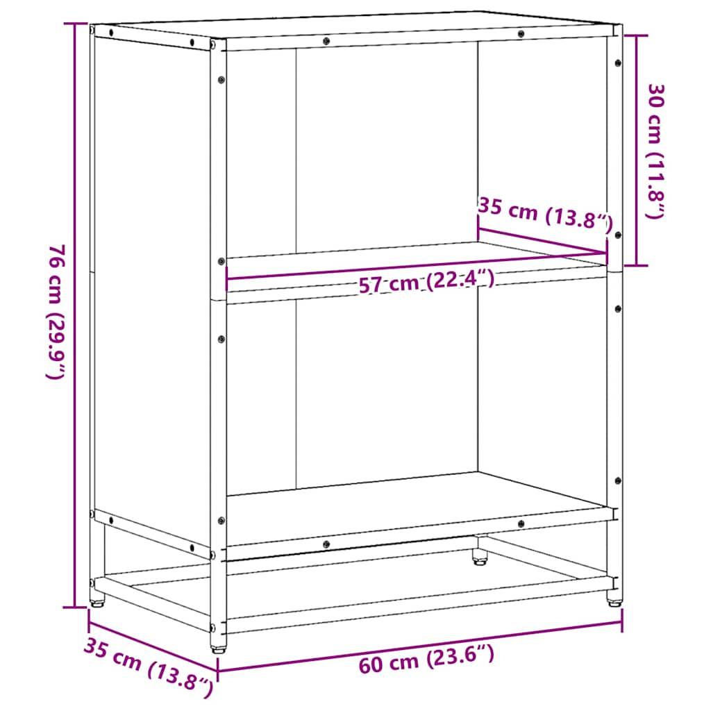 vidaXL Bücherregal Grau Sonoma 60x35x76 cm Holzwerkstoff