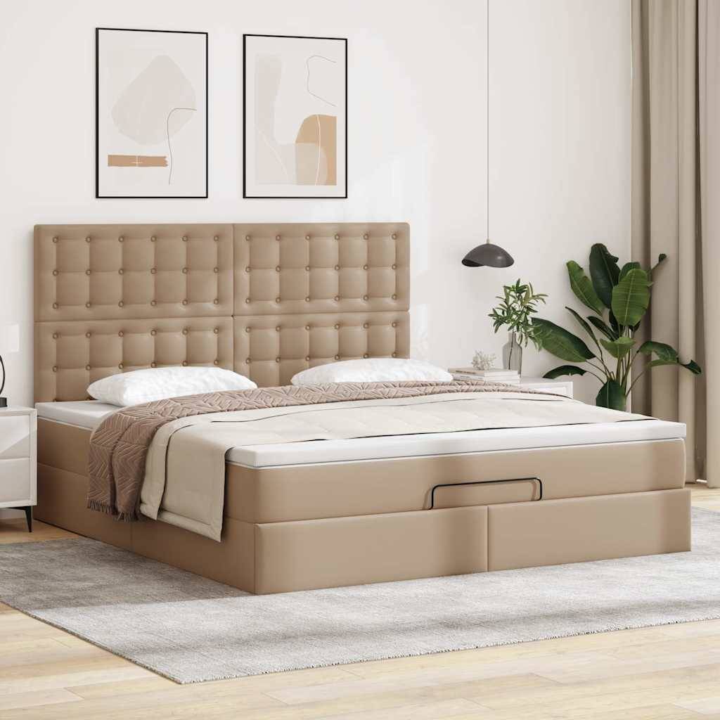 vidaXL Ottoman-Bett mit Matratze Cappuccino-Braun 160x200cm Kunstleder