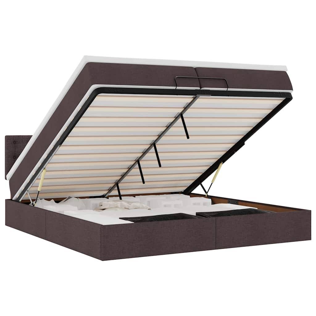 vidaXL Ottoman-Bett mit Matratzen & LEDs Dunkelbraun 200x200 cm Stoff