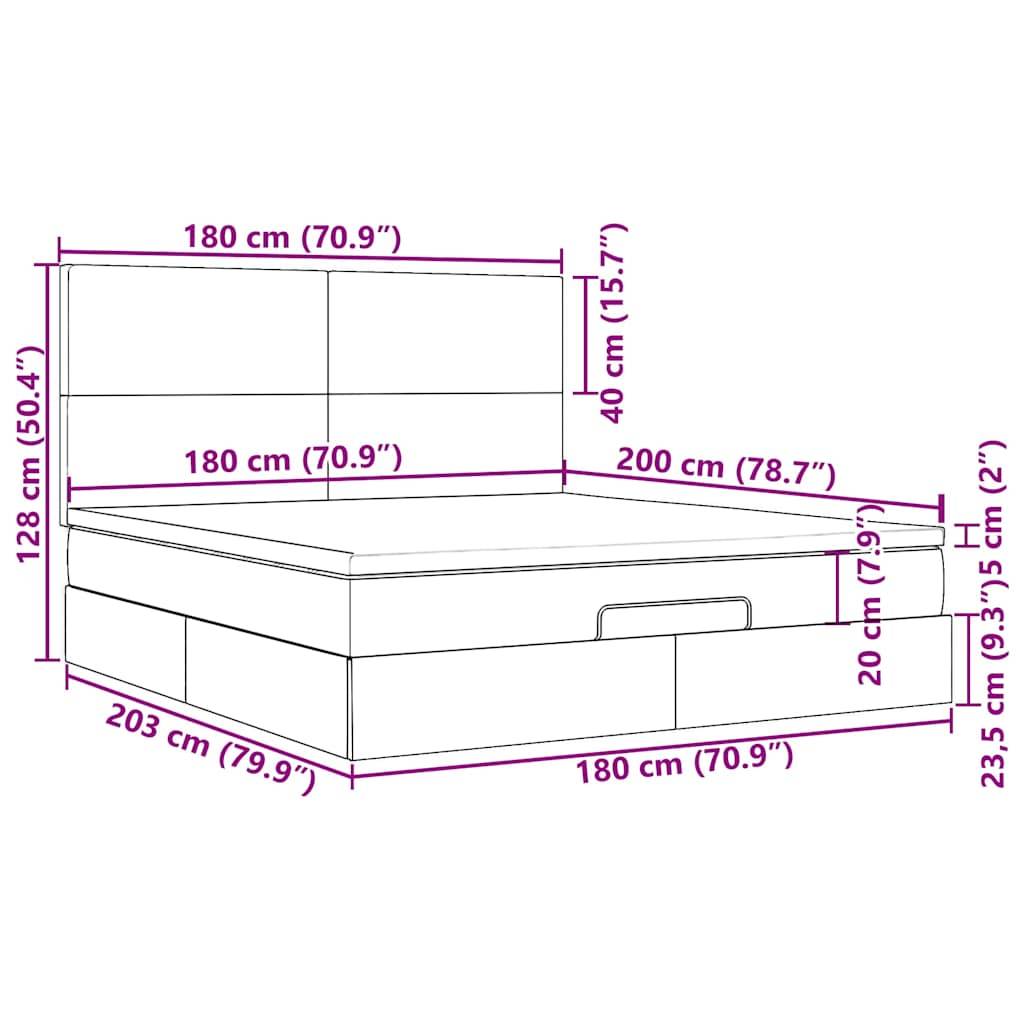 vidaXL Ottoman-Bett mit Matratze & LEDs Dunkelgrau 180x200 cm Stoff