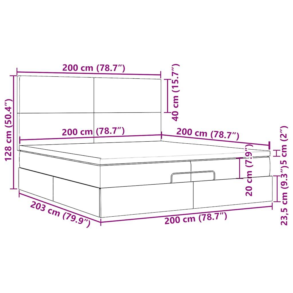 vidaXL Ottoman-Bett mit Matratzen Dunkelgrau 200x200 cm Stoff