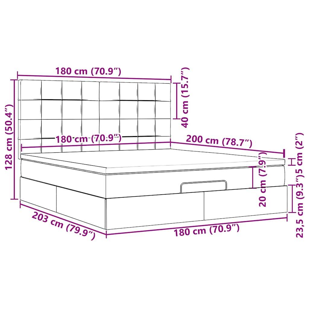 vidaXL Ottoman-Bett mit Matratze Dunkelgrau 180x200 cm Stoff