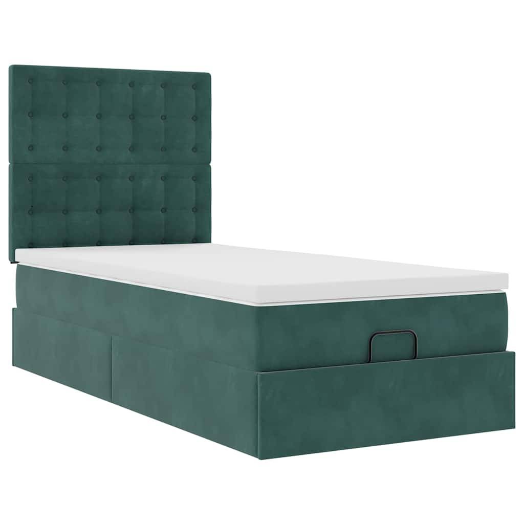 vidaXL Ottoman-Bett mit Matratzen Dunkelgrün 90x190 cm Samt
