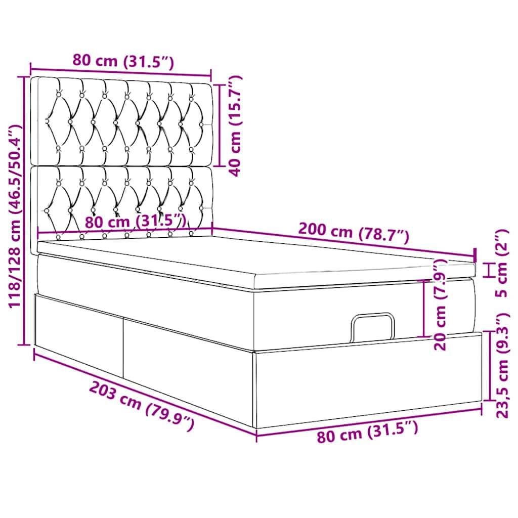 vidaXL Ottoman-Bett mit Matratzen Dunkelblau 80x200 cm Samt