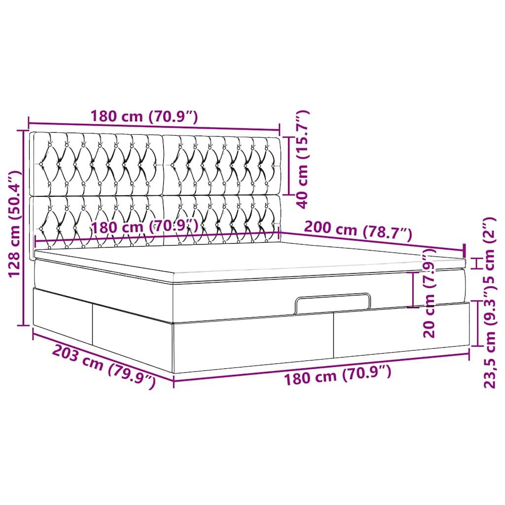 vidaXL Ottoman-Bett mit Matratze & LEDs Blau 180x200 cm Stoff
