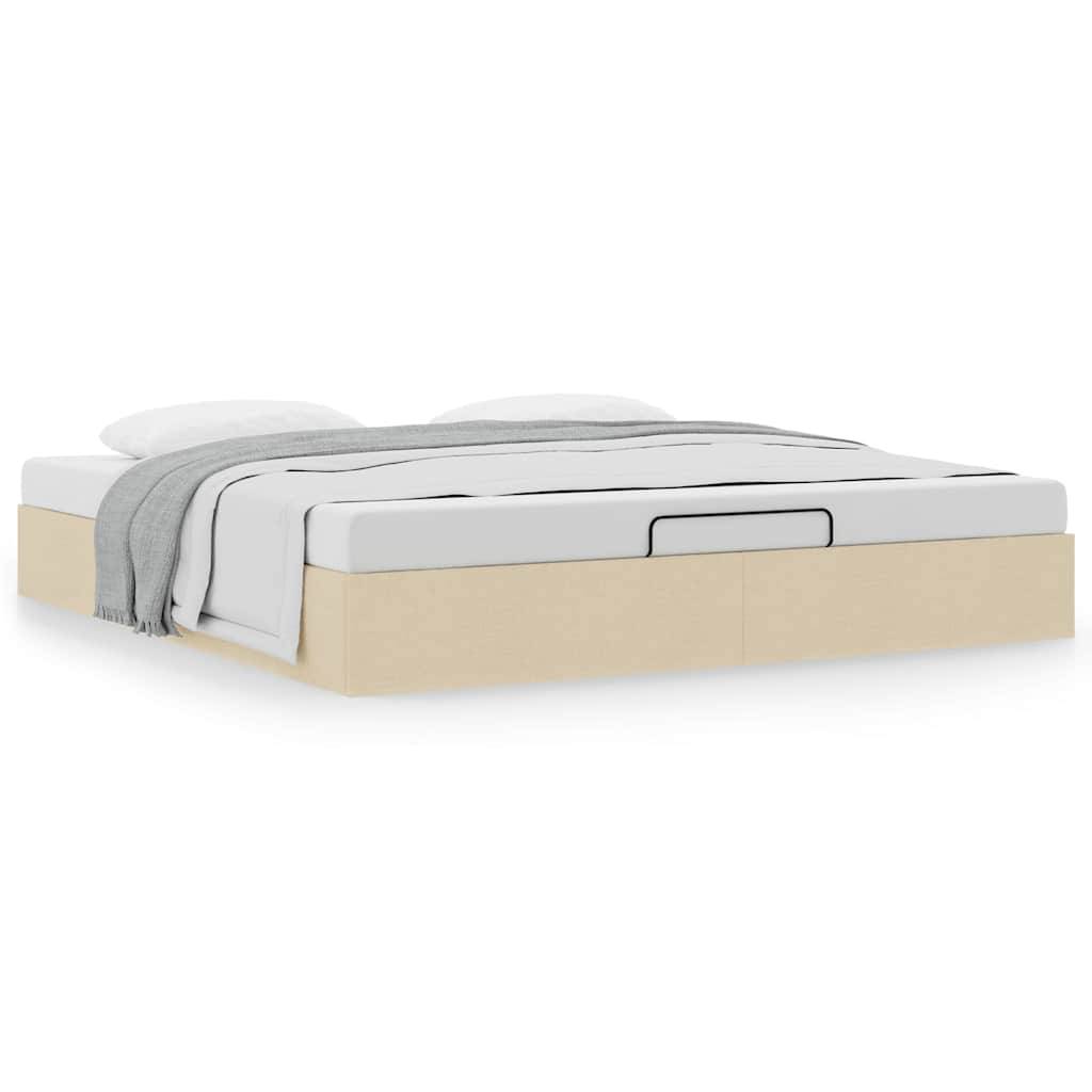 vidaXL Ottoman-Bett ohne Matratze Creme 160x200 cm Stoff