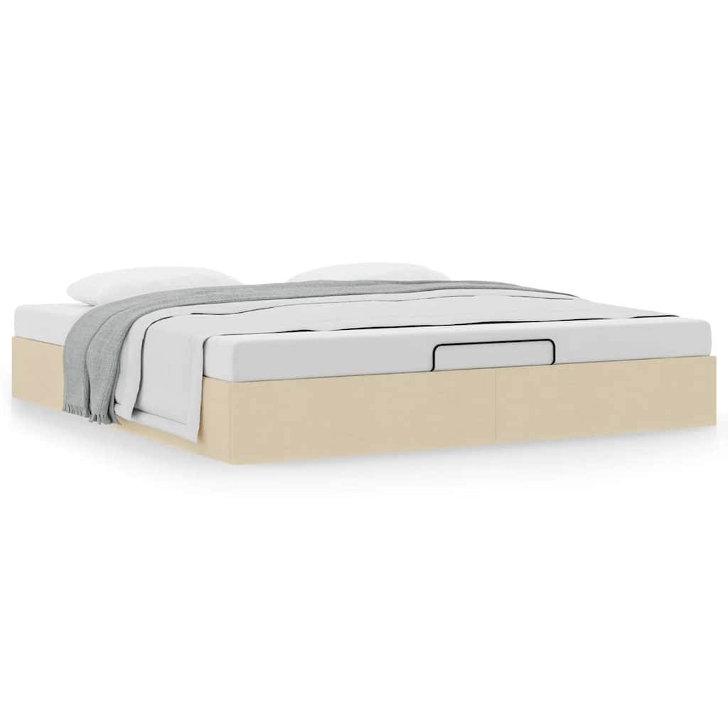 vidaXL Ottoman-Bett ohne Matratze Creme 180x200 cm Stoff