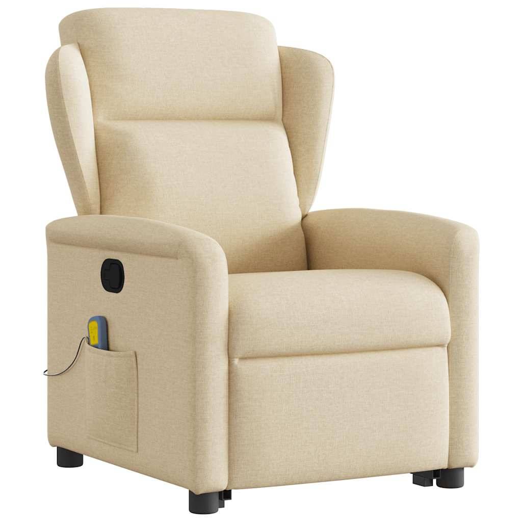 vidaXL Massagesessel mit Aufstehhilfe Creme Stoff