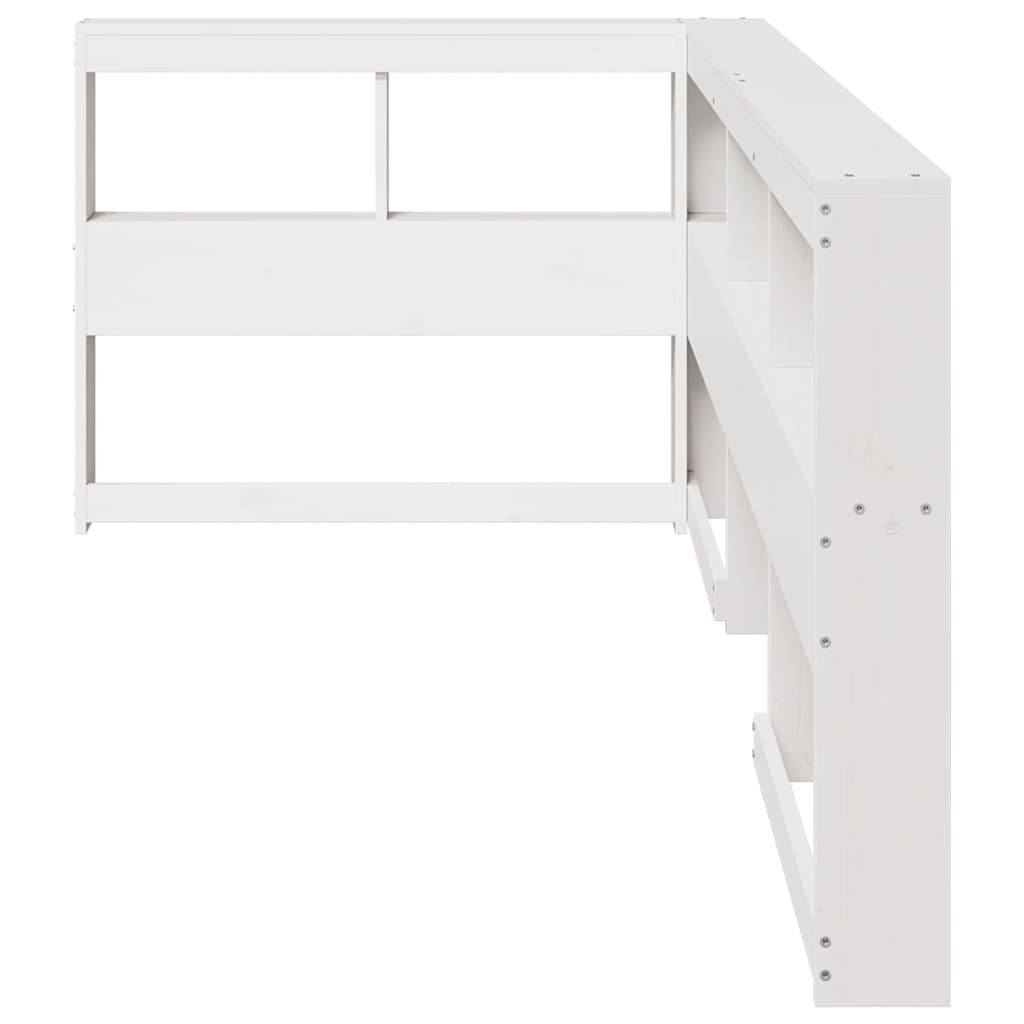 vidaXL Kopfteil mit Bücherregal L-Form Weiß 80 cm Massivholz Kiefer