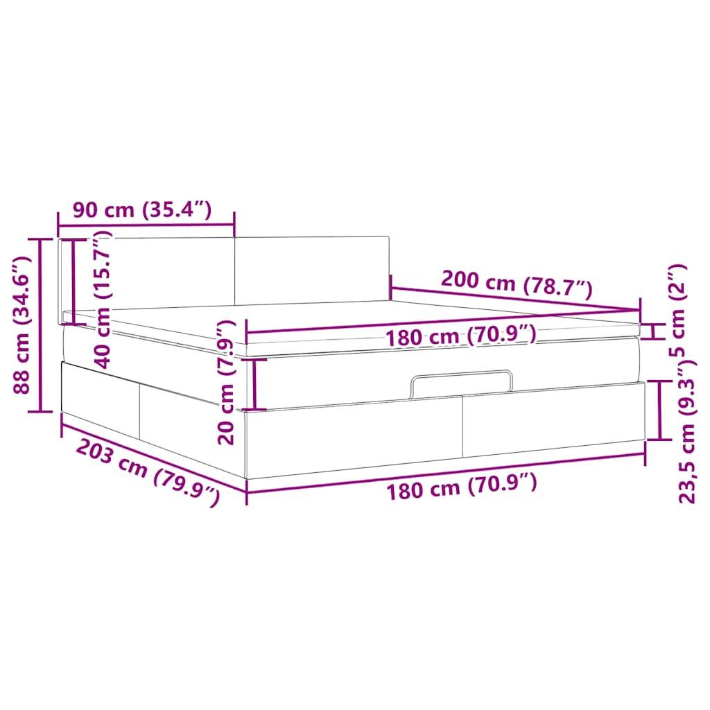 vidaXL Ottoman-Bett mit Matratze Dunkelgrau 180x200 cm Stoff