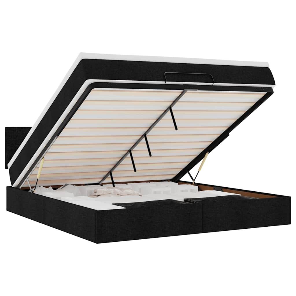 vidaXL Ottomane Bett mit Matratze & LEDs Schwarz 180x200 cm Stoff