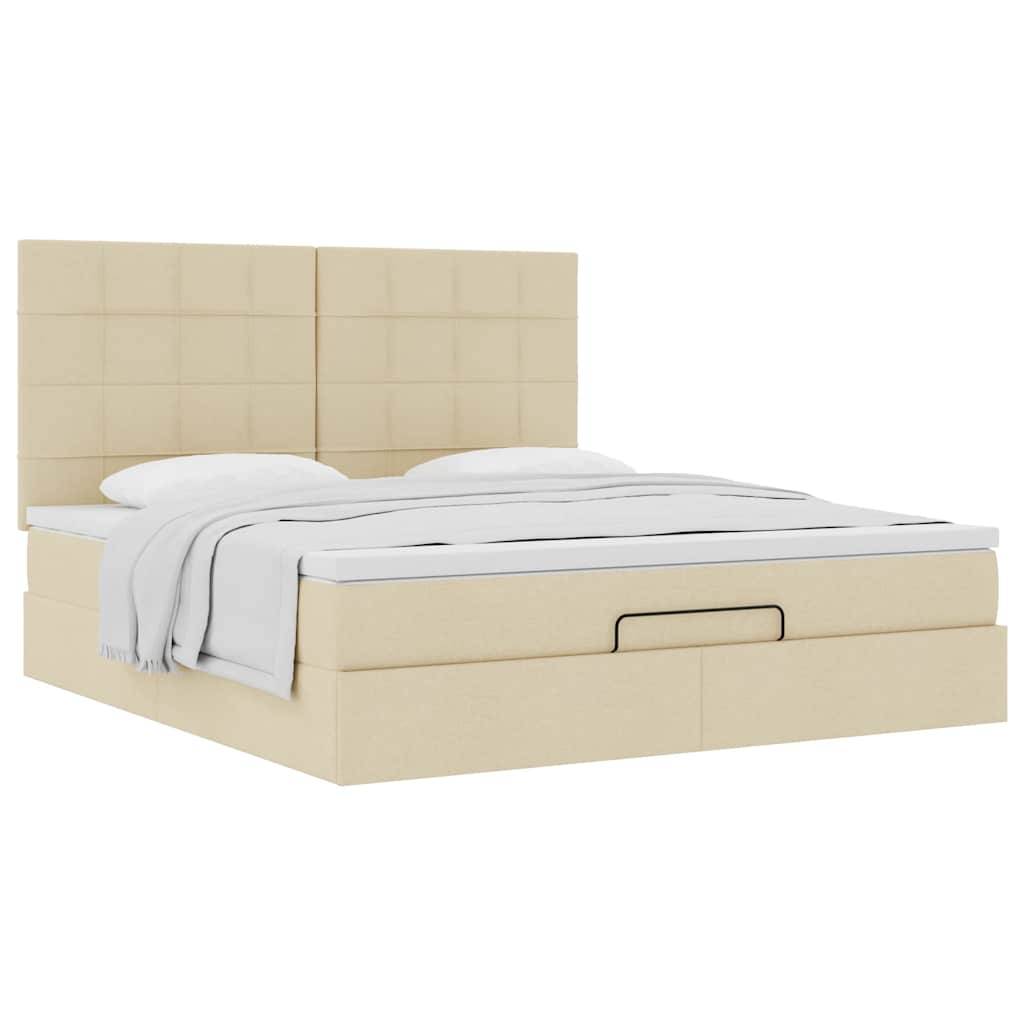 vidaXL Ottoman-Bett mit Matratze Creme 160x200 cm Stoff