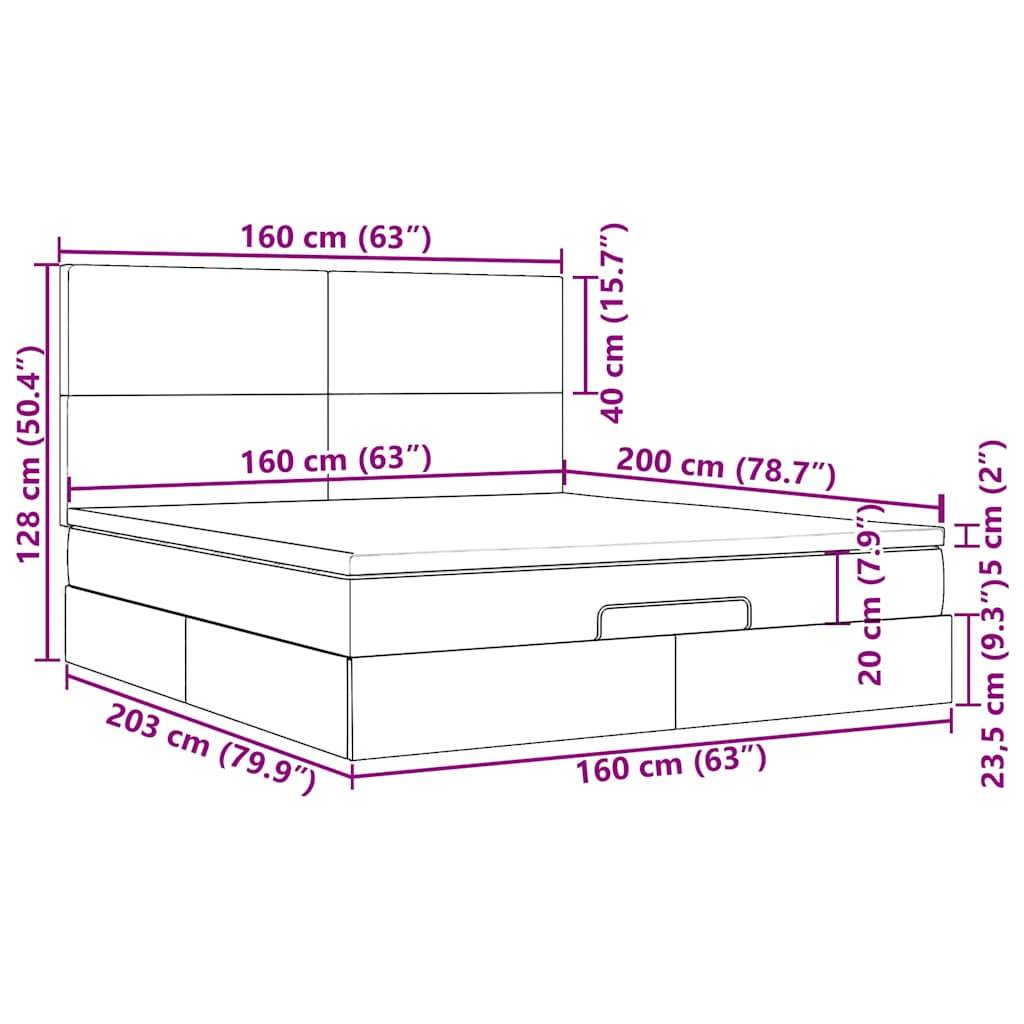 vidaXL Ottoman-Bett mit Matratze &amp; LEDs Dunkelbraun 160x200 cm Stoff