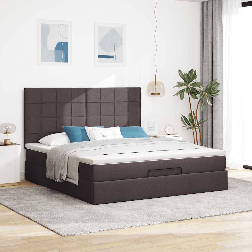 vidaXL Ottoman-Bett mit Matratze Dunkelbraun 160x200 cm Stoff