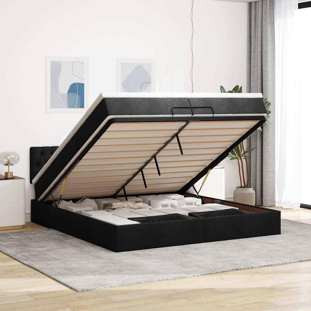 vidaXL Ottoman-Bett mit Matratze Dunkelbraun 120x190 cm Stoff