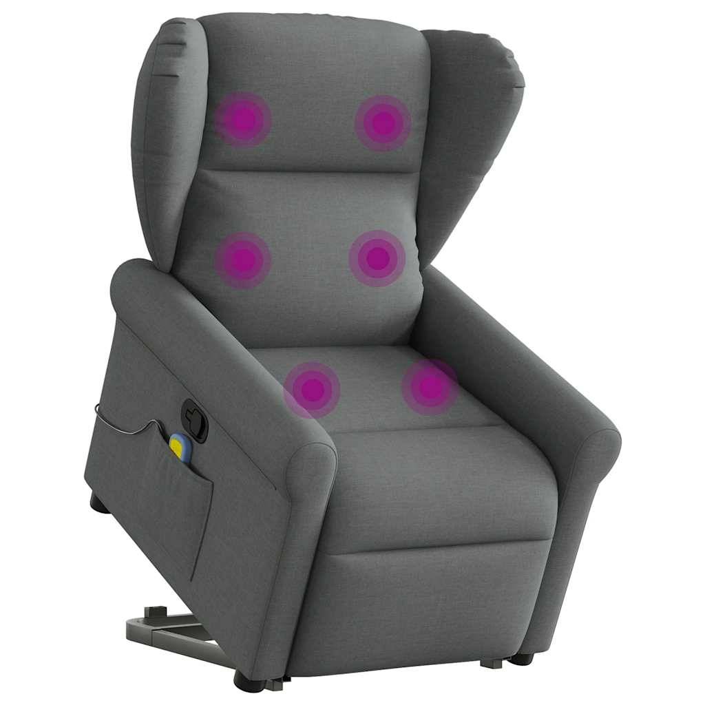 vidaXL Massagesessel mit Aufstehhilfe Dunkelgrau Stoff