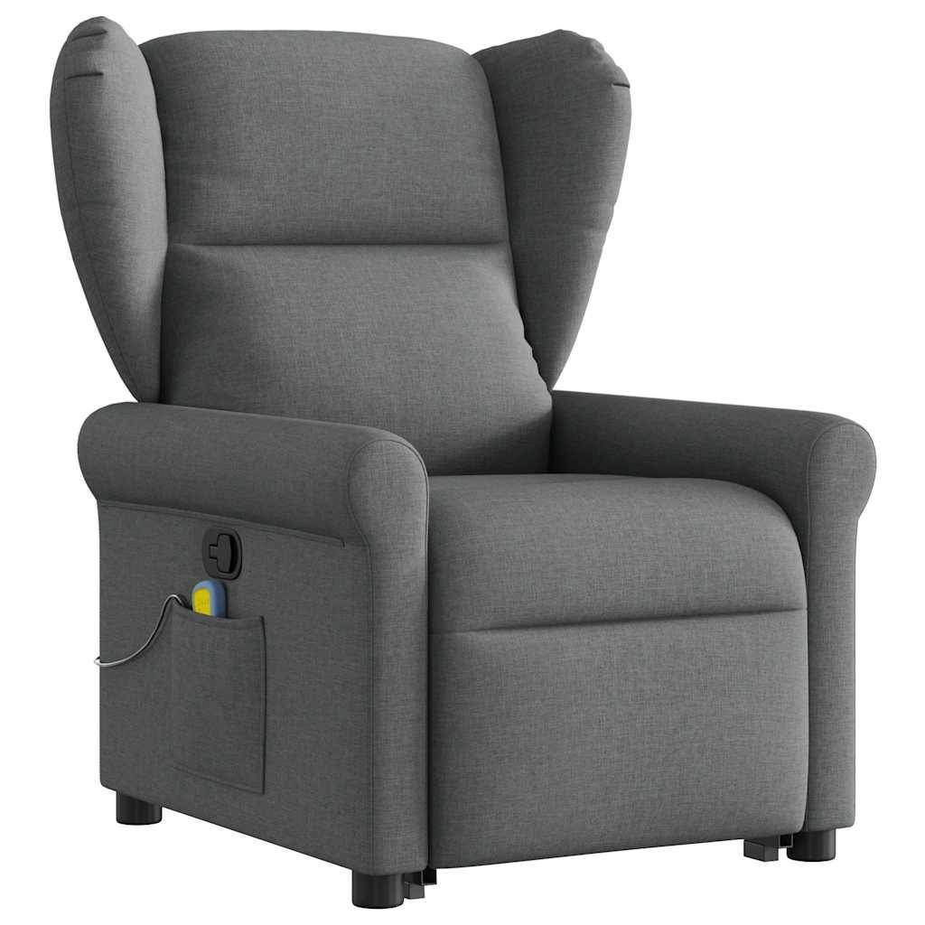 vidaXL Massagesessel mit Aufstehhilfe Dunkelgrau Stoff