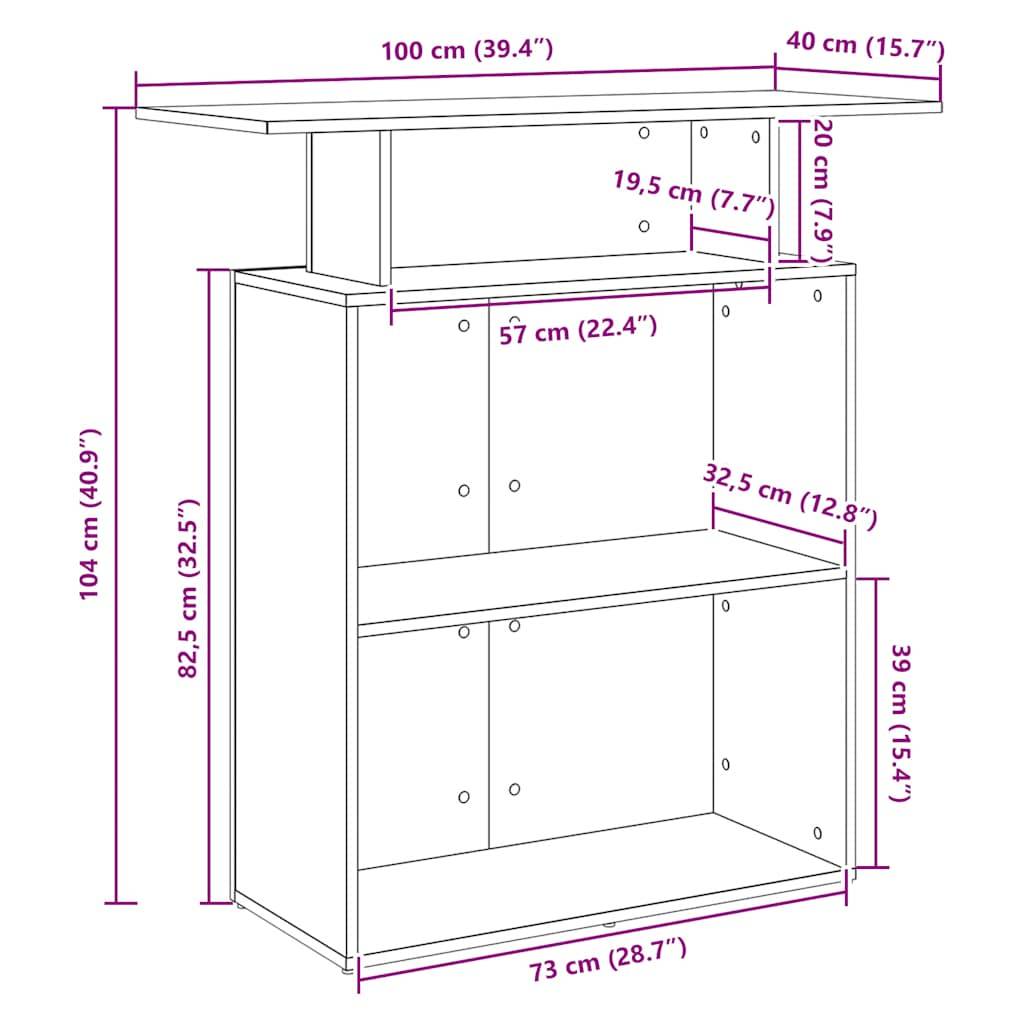 vidaXL Empfangstheke Altholz-Optik 100x40x104 cm Holzwerkstoff