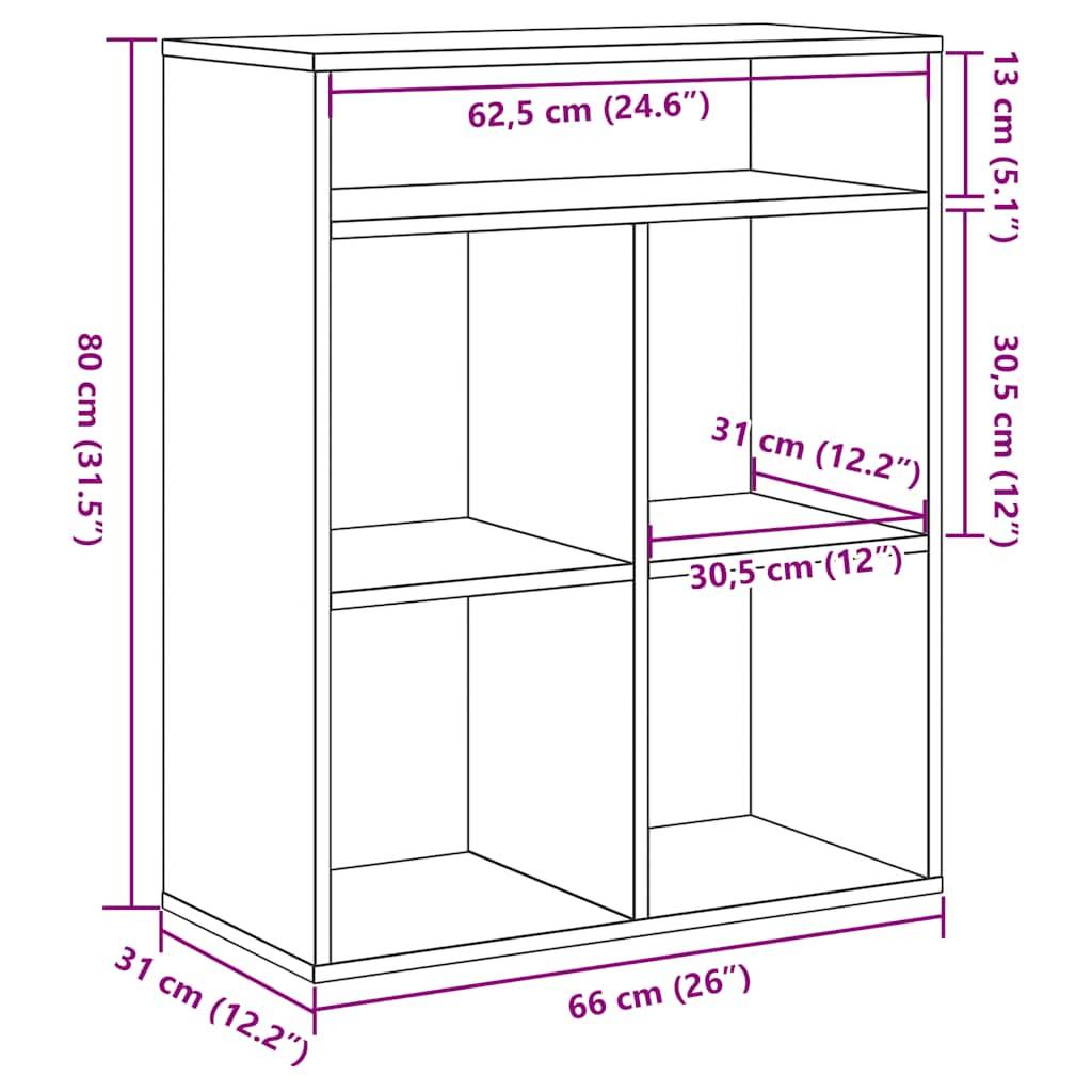 vidaXL Bücherregal Räuchereiche 66x31x80 cm Holzwerkstoff