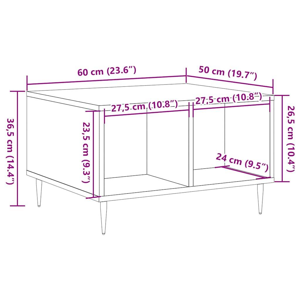 vidaXL Couchtisch Altholz-Optik 60x50x36,5 cm Holzwerkstoff