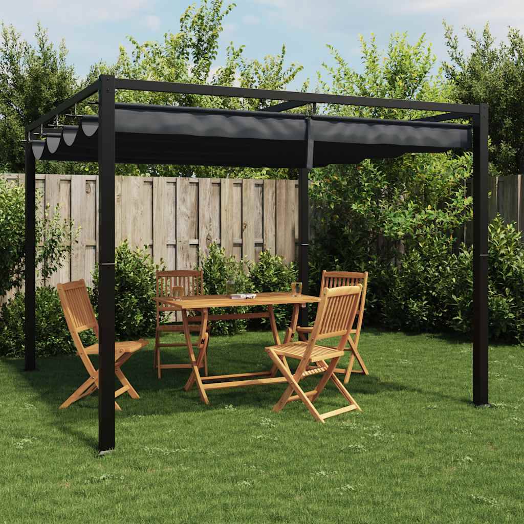 vidaXL Gartenpavillon mit Ausziehbarem Dach Anthrazit 3x3 m Stahl