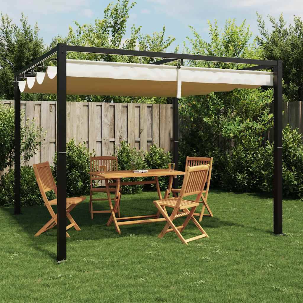 vidaXL Gartenpavillon mit Ausziehbarem Dach Creme 3x3 m Stahl