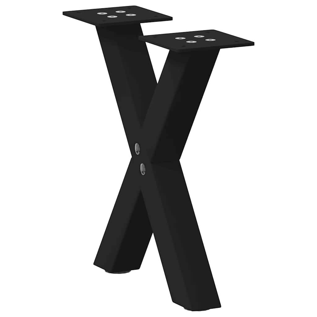 vidaXL Couchtischbeine X-Form 2 Stk. Schwarz 30x(30-31) cm Stahl