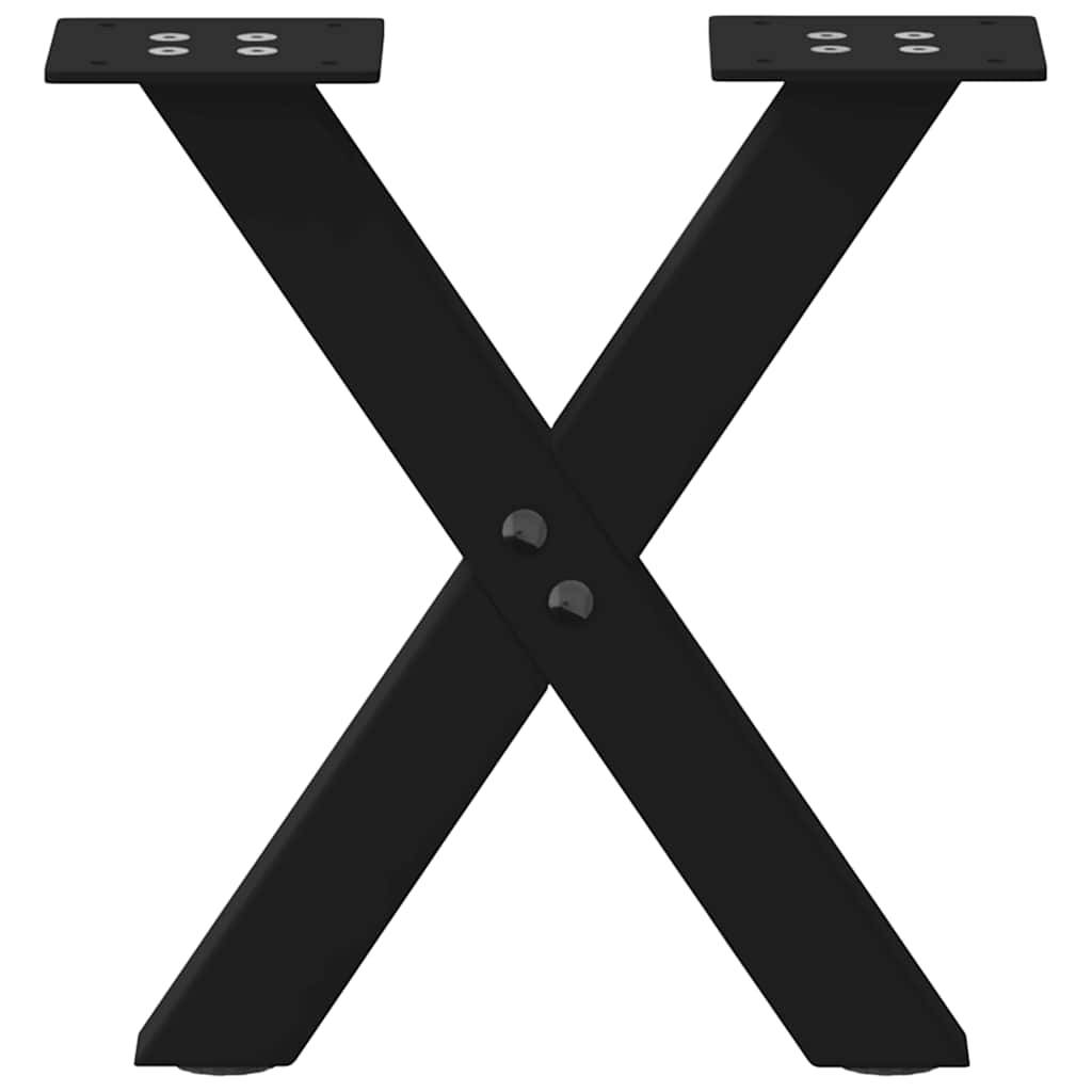 vidaXL Couchtischbeine X-Form 2 Stk. Schwarz 30x(30-31) cm Stahl