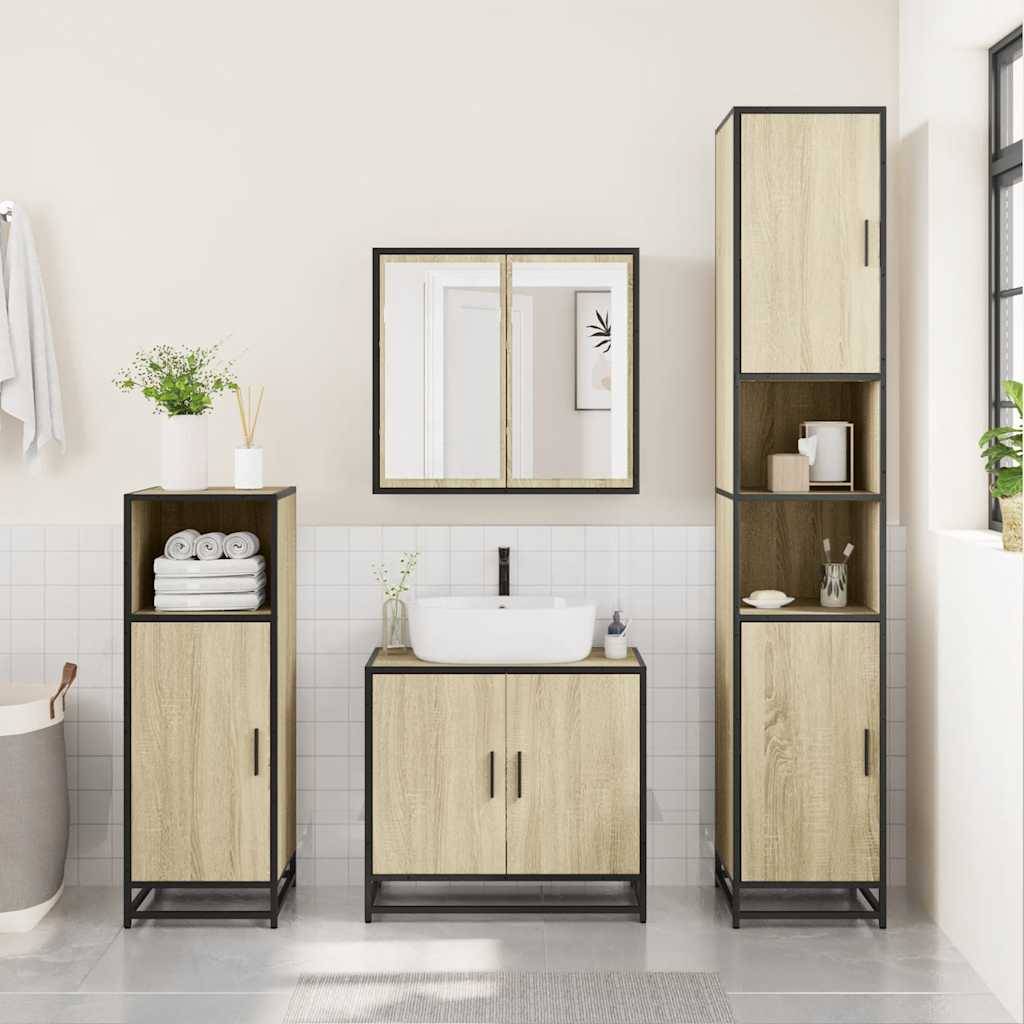 vidaXL Bad-Spiegelschrank Sonoma-Eiche 65x20x60 cm Holzwerkstoff