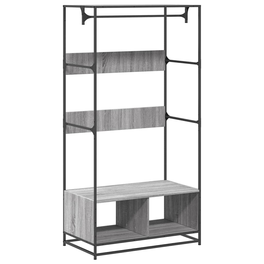 vidaXL Kleiderständer Grau Sonoma 90x50x180 cm Holzwerkstoff
