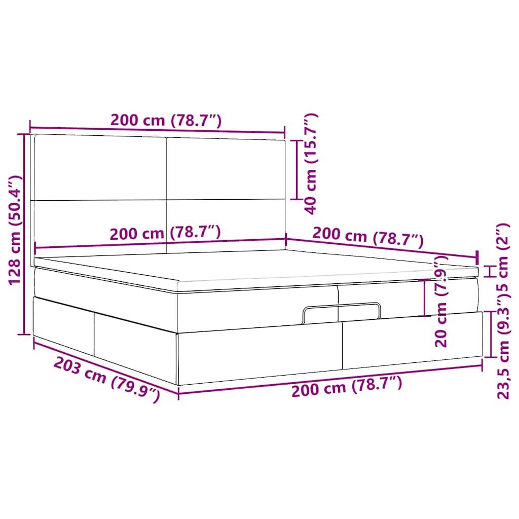 vidaXL Ottoman-Bett mit Matratzen & LED Dunkelblau 200x200 cm Samt