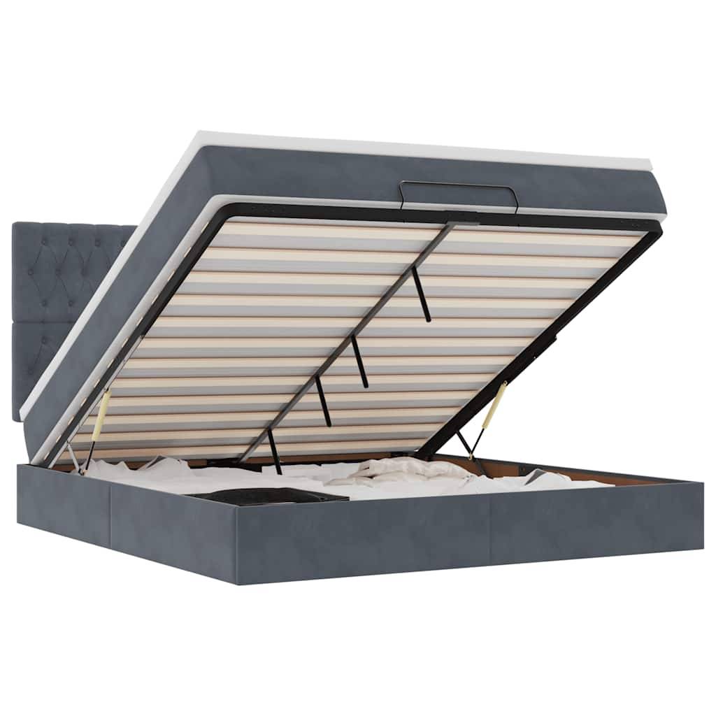 vidaXL Ottoman-Bett mit Matratzen Dunkelgrau 180x200 cm Samt