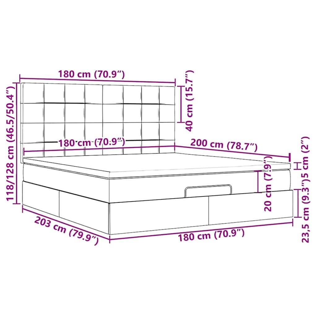 vidaXL Ottoman-Bett mit Matratzen Dunkelgrau 180x200 cm Samt
