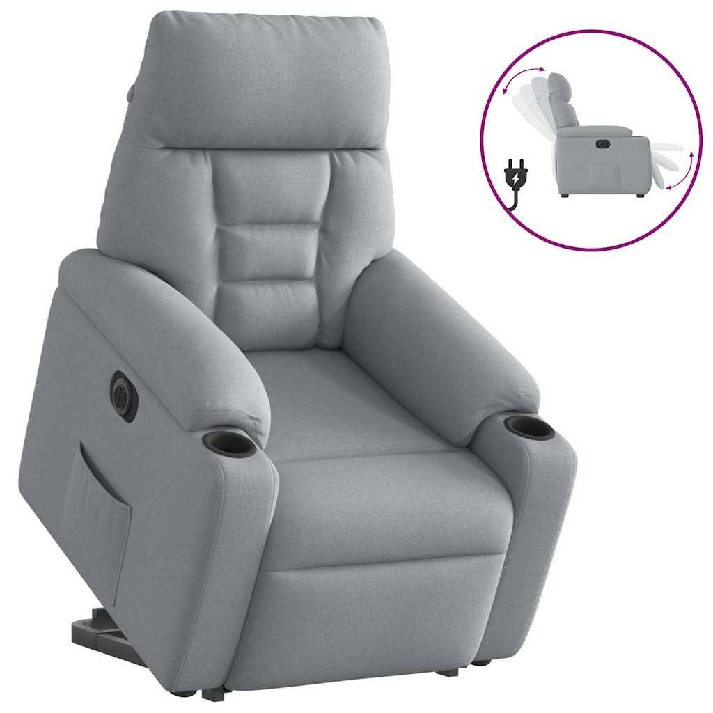 vidaXL Relaxsessel mit Aufstehhilfe Elektrisch Hellgrau Stoff