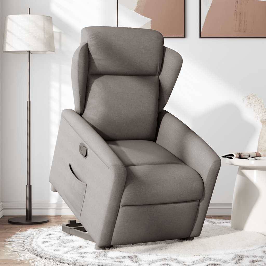 vidaXL Relaxsessel mit Aufstehhilfe Taupe Stoff