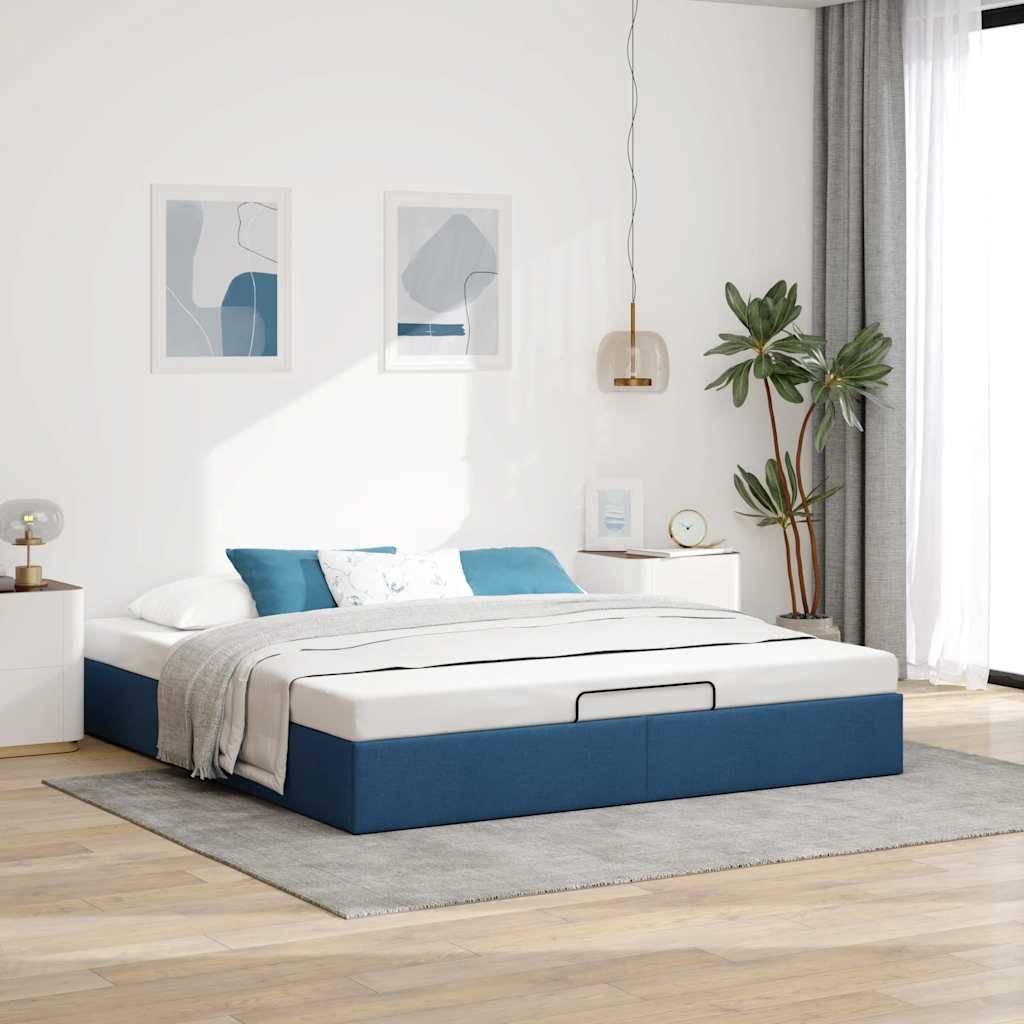 vidaXL Ottoman-Bett ohne Matratze Blau 200x200 cm Stoff